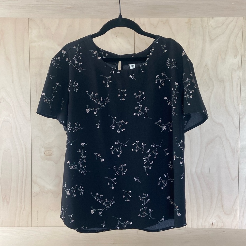 BP black floral blouse, size S